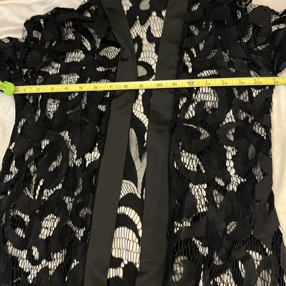 Black Lace  Sheer Whimsigoth Boho Pool Beach Midi Maxi Coverup Cardigan Duster S - Picture 6 of 7